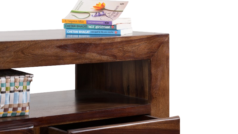 Sheesham Wood Asaka Stylish Coffee Table with 2 Drawer for Living Room | Center Table for Home | Brown Finish