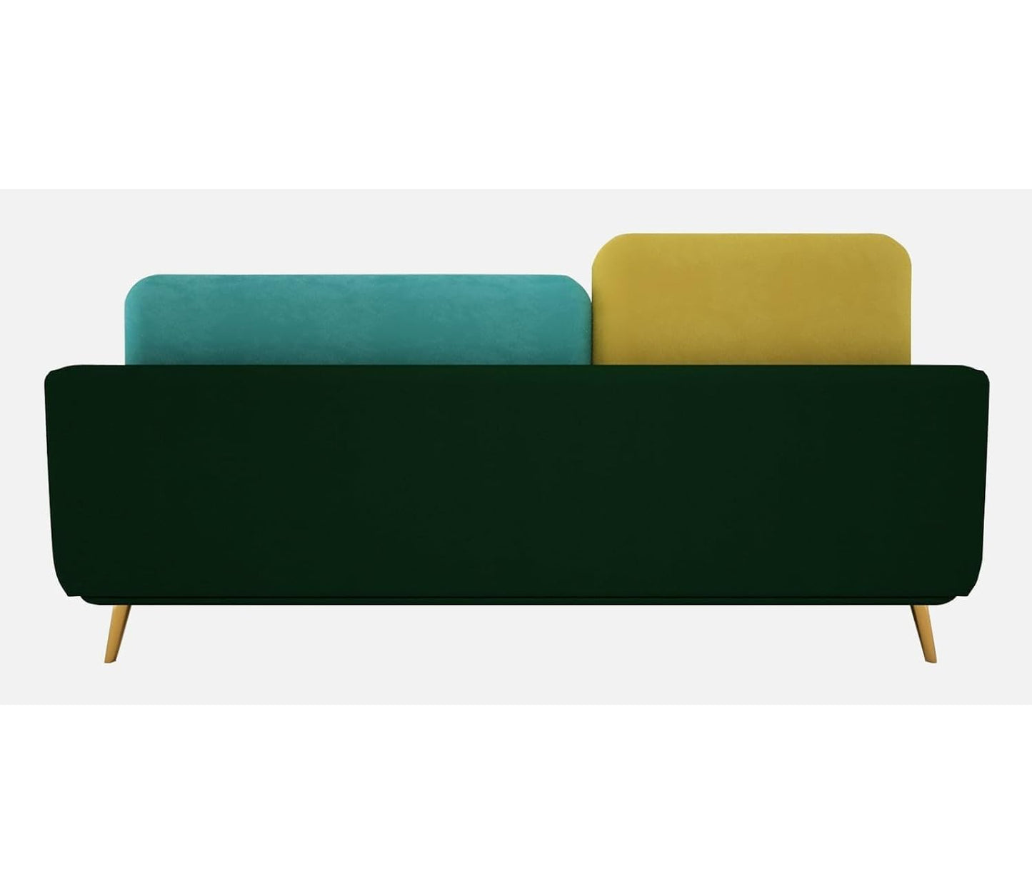 APRODZ Luxelle Contemporary Teal & Yellow Sofa – 3-Seater Fabric Couch with Multi-Tone Design and Wooden Legs