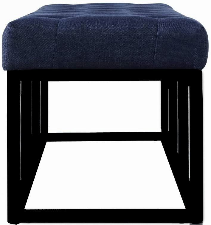 Tufted Long Upholstered Velvet and Metal Bench