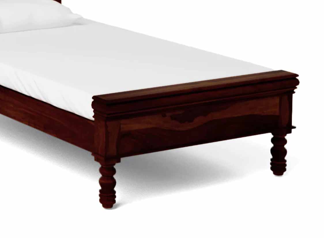 Sheesham Wood Without Storage Bertra Single Size Bed for Bedroom Stylish | Mohogany Finish