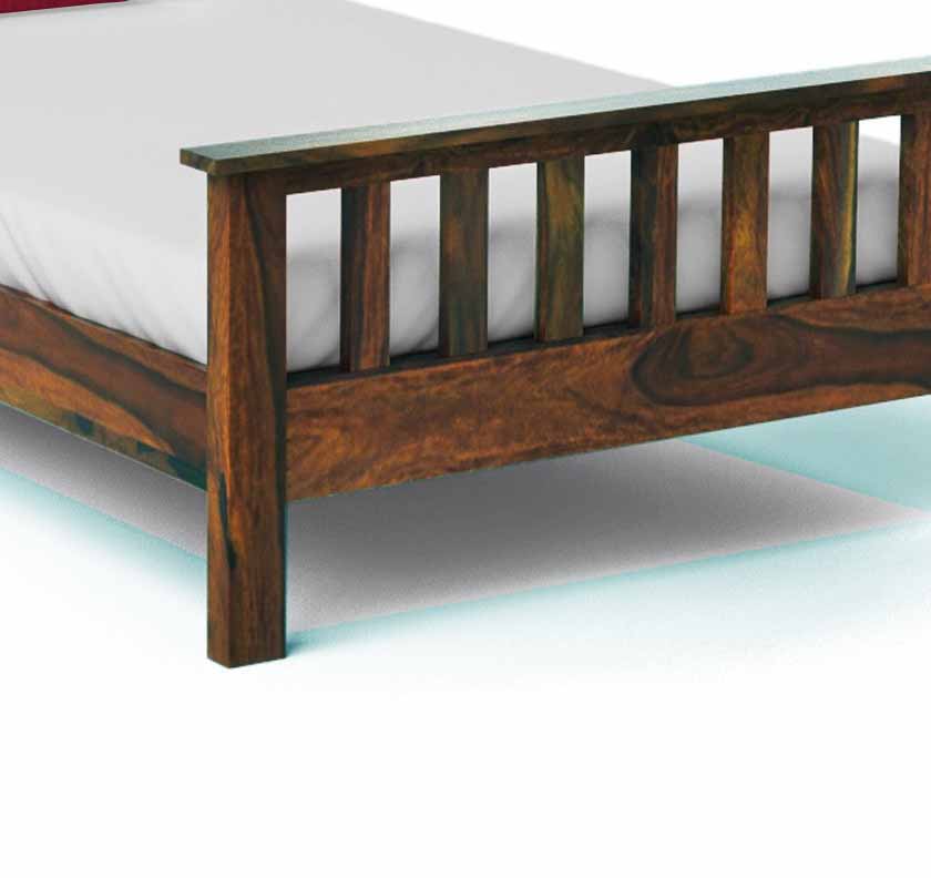 Sheesham Wood Without Storage Single Size Yvonn Bed for Bedroom Stylish | Natural Finish