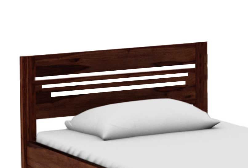 Sheesham Wood Without Storage Frye Single Size Bed for Bedroom Dark Brown Finish