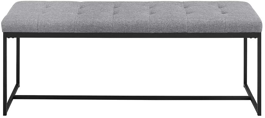 Modern Tufted Upholstered Cushion and Metal Seating Bench Ottoman