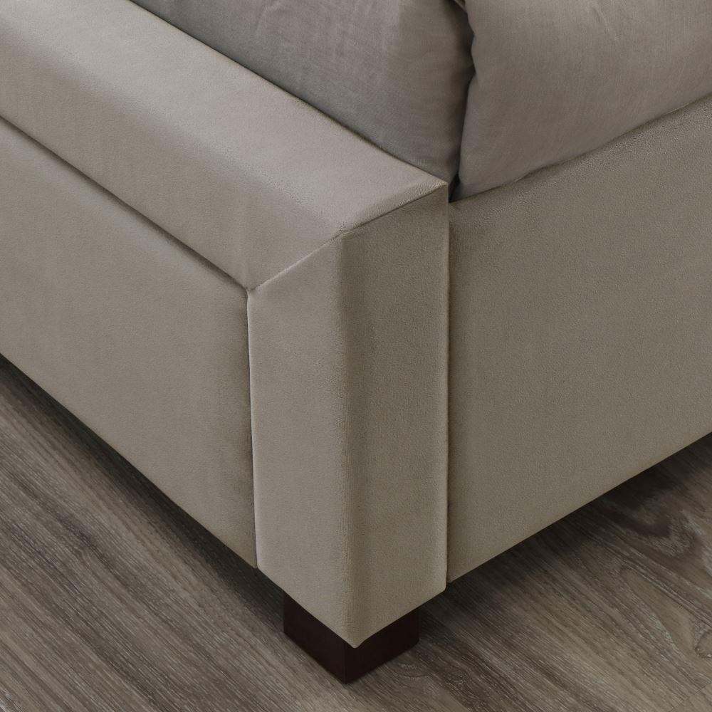 Jere Upholstered Bed with 4 Drawers for Bedroom (Suede Fabric Upholstery - Grey)