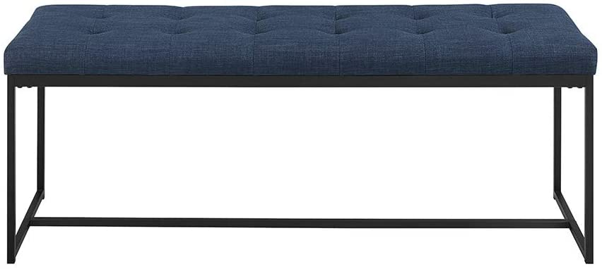 Modern Tufted Upholstered Cushion and Metal Seating Bench Ottoman