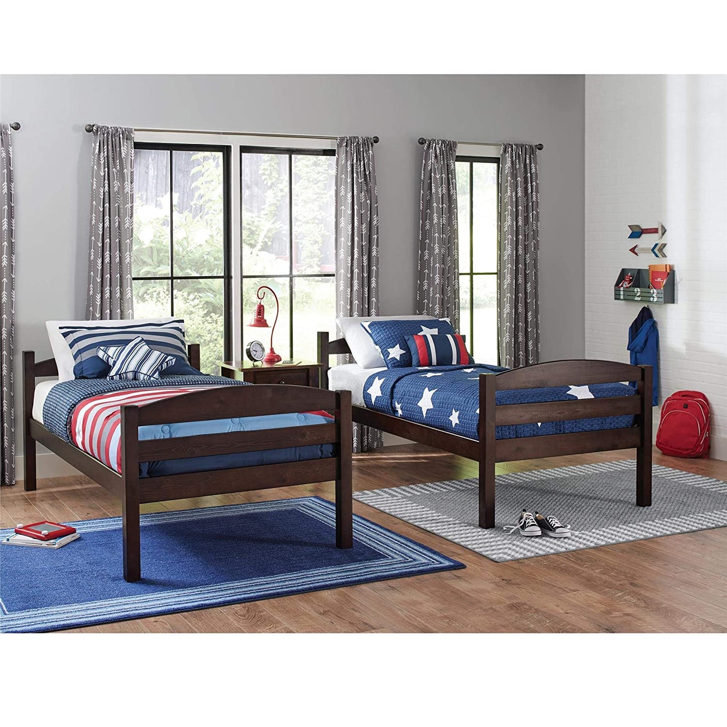 Mango Wood Fistza Kids Bunk Beds with Ladder for Bedroom | Brown Finish