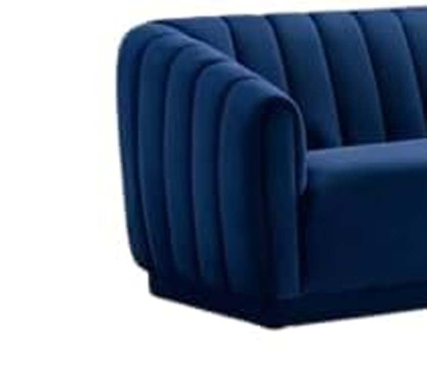 APRODZ Serene Velvet 3-Seater Sofa in Navy Blue – Channel Tufted Modern Couch with Plush Upholstery & Sturdy Frame – Elegant Living Room Furniture for Home, Office, or Lounge