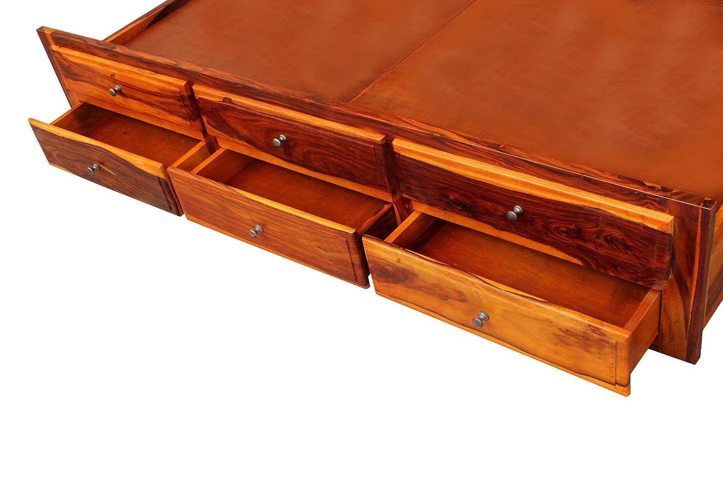 Sheesham Wood Oyster Daybed with Trundle Bed with Drawer Storage for Home | Bed for Bedroom