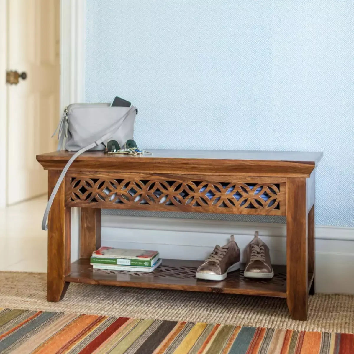 Durque Box Bench with Storage, Teak, Standard