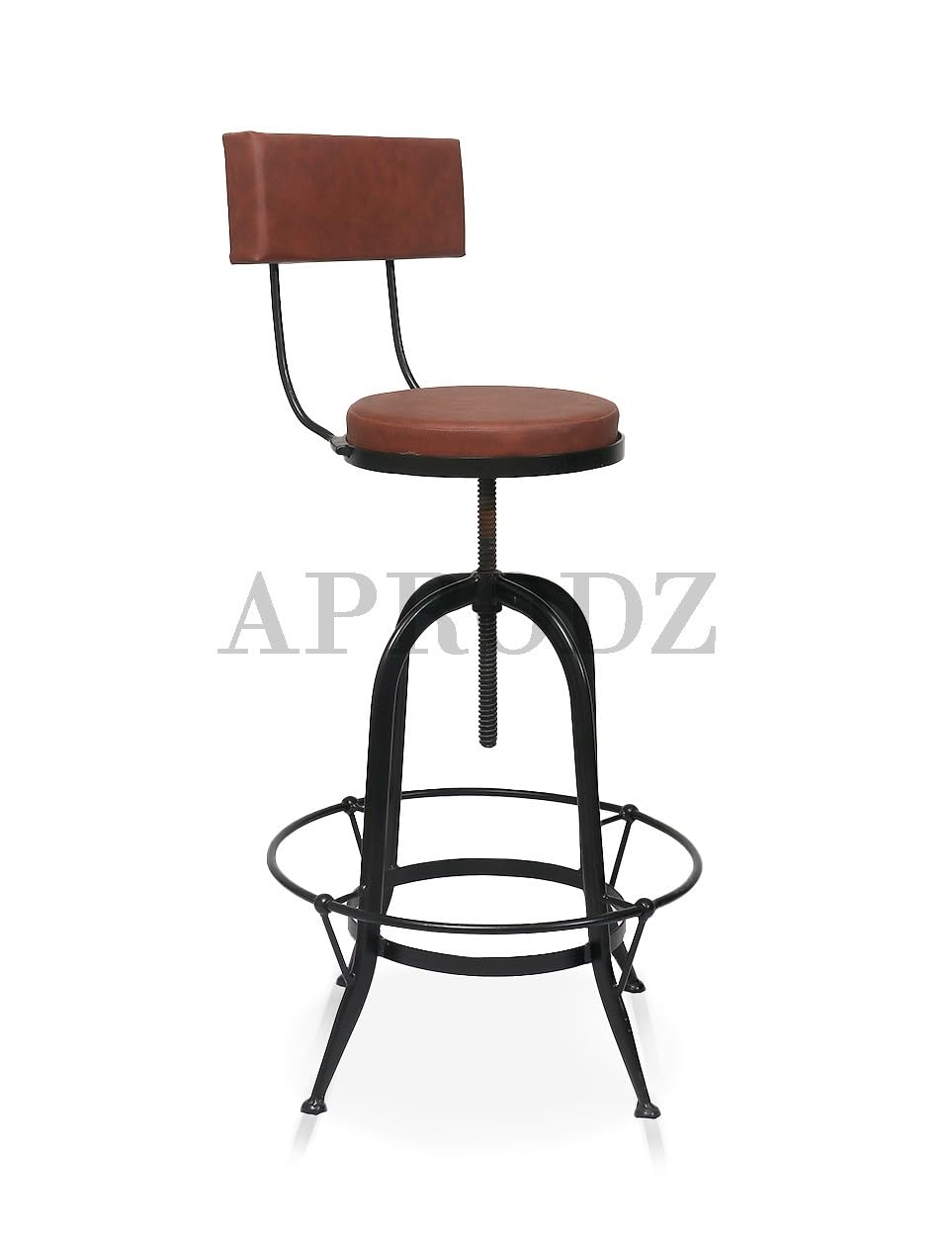 Upholstered Cold Rolled Steel Bar Stool (Brown Fabric + Black Powdercoated) - Set of 2