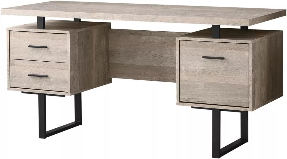Mango Wood Calio Study Desk Table for Home and Office | Taupe + Black Powdercoated Finish