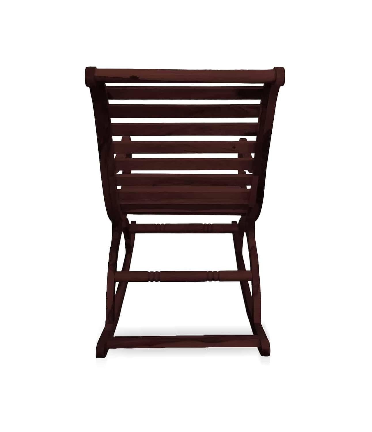 Narkali Sheesham Wood Ergonomic Rocking Chair with Cushion (Wood Finish)