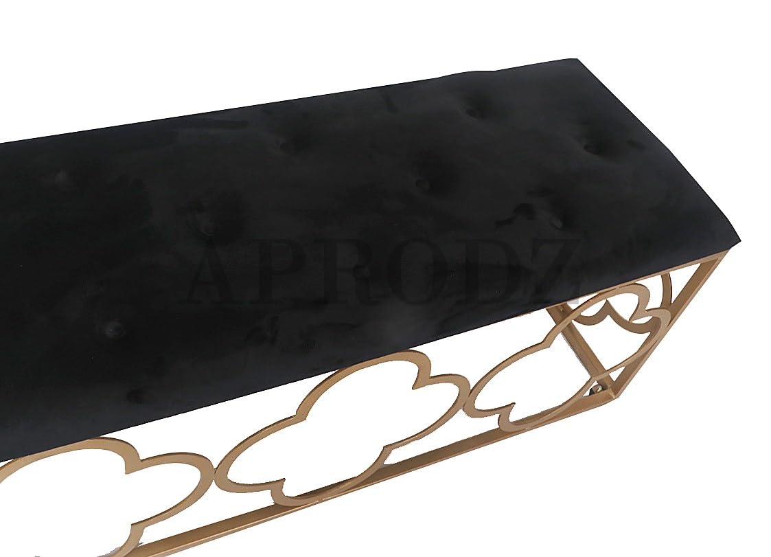 Entryway Bench Black Velvet and Metal (Metal - Gold)