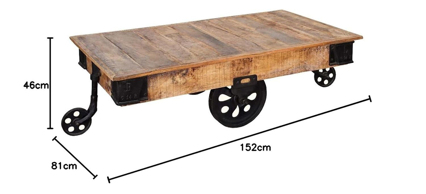 Mango Wood Wonken Stylish Coffee Table for Living Room | Center Table for Home | Brown Finish