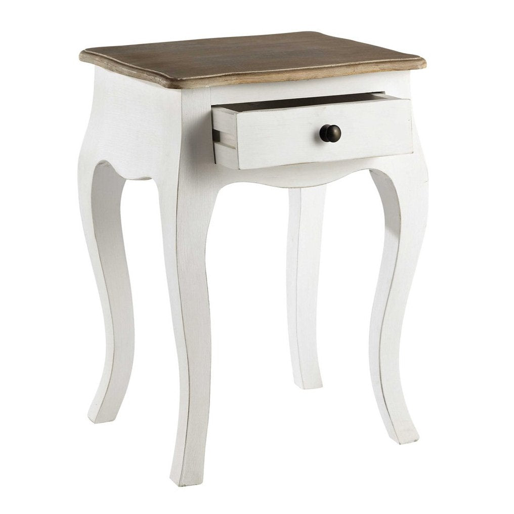 Mango Wood Baiyer One Drawer Selves Bedside Storage Table for Bedroom | White Finish