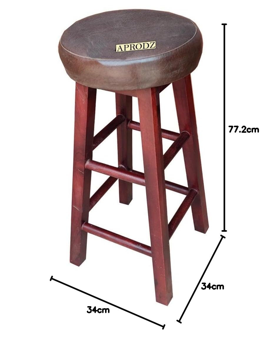 Vero Bar & Kitchen Stool – Elegant Brown Faux Leather Upholstered Seat with Sturdy Wooden Legs for Dining & Counter Seating