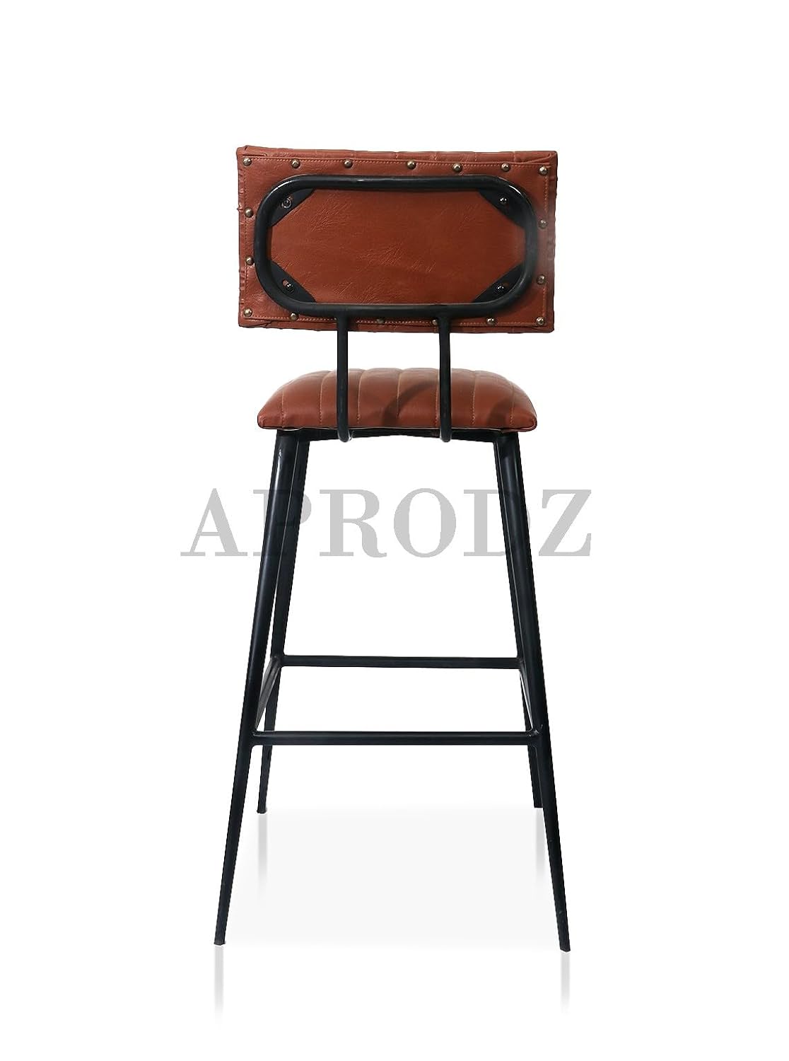 Upholstered Cold Rolled Steel Bar Stool (Brown Fabric + Black Powder Coated) - Set of 2