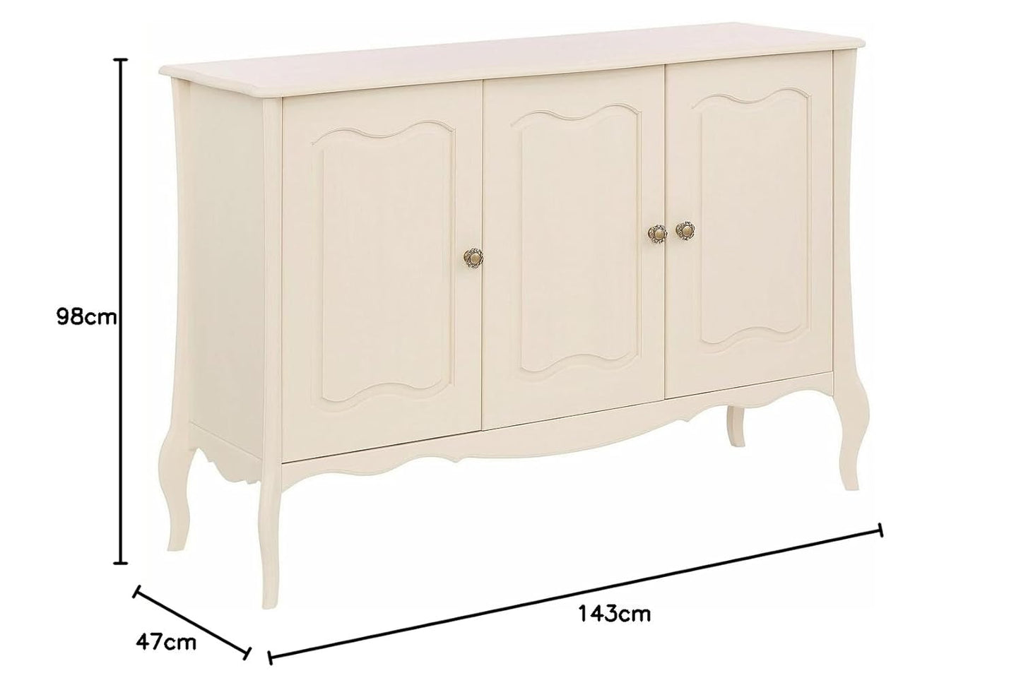 APRODZ Solid Wood Cali Sideboard Storage Cabinet for Living Room | White