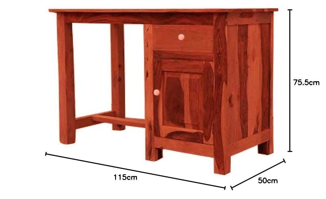Sheesham Wood Office Desk Study Computer Table for Living Room with 1 Drawer and 1 Door
