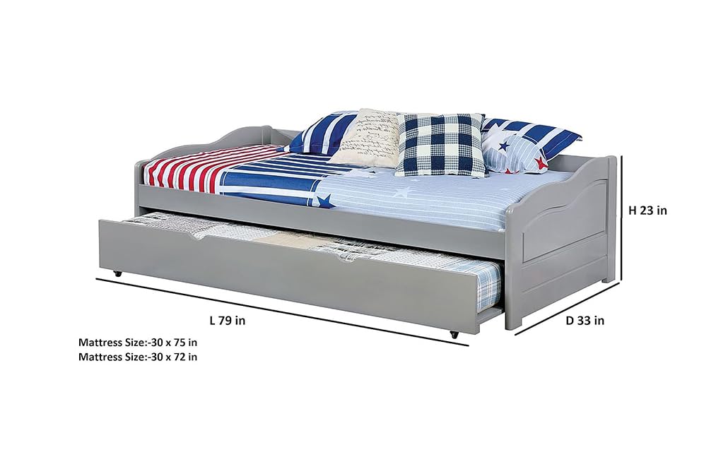 Solid Wood Gymea Daybed with Trundle Bed for Living Room | Bed for Bedroom