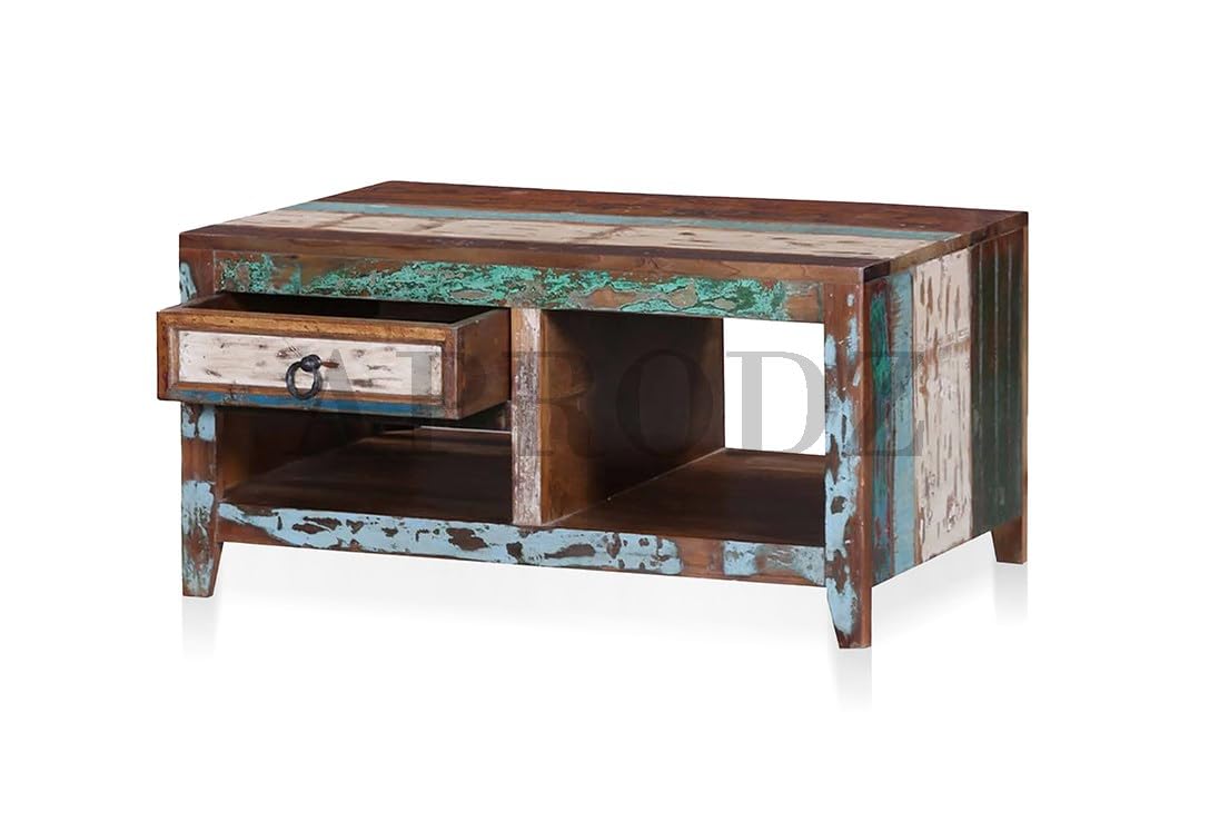 DeStress Solid Sheesham Wood Coffee Table | Versatile Center Table for Living Room, Bedroom, Hall & Home with Distress Finish