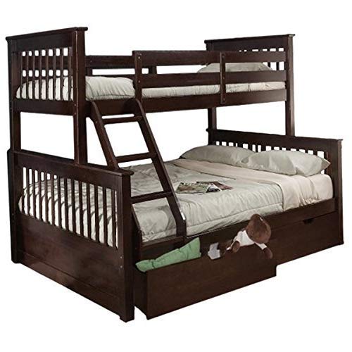Sheesham Wood Fragho Bunk Bed – Sturdy Wooden Bunk Bed with Spacious Storage for Kids’ Room, Bedroom & Guest Room (Brown Finish)