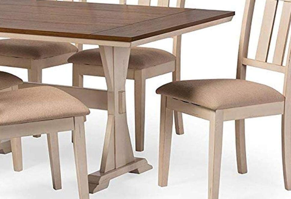 Solid Wood Torrance 6 Seater Dining Table Set for Home | Dining Furniture | Brown & Cream Finish