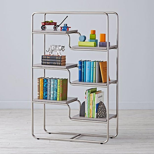 Outline Creative Design Bookcase (Chrome and Grey Finish)