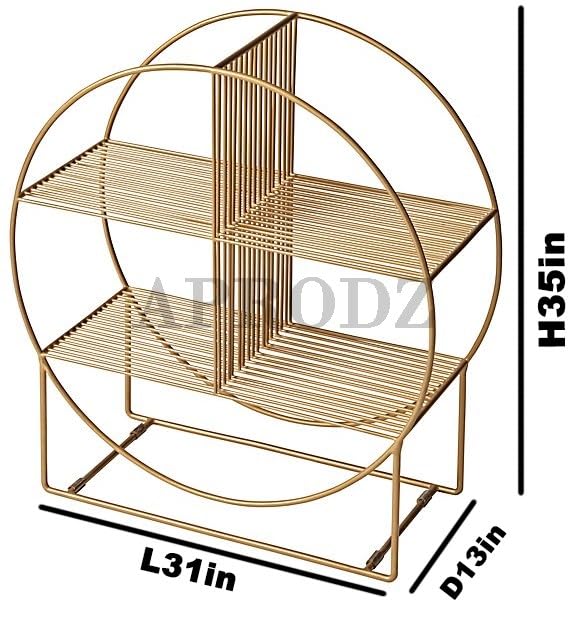 Wheelhouse Round Metal Bookcase (Gold Powdercoated Finish)