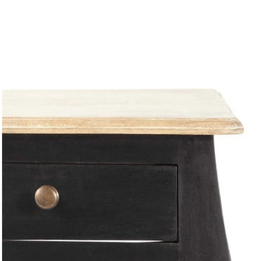 Mango Wood Cusco One Drawer Selves Bedside Storage Table for Bedroom | Dark Brown Finish