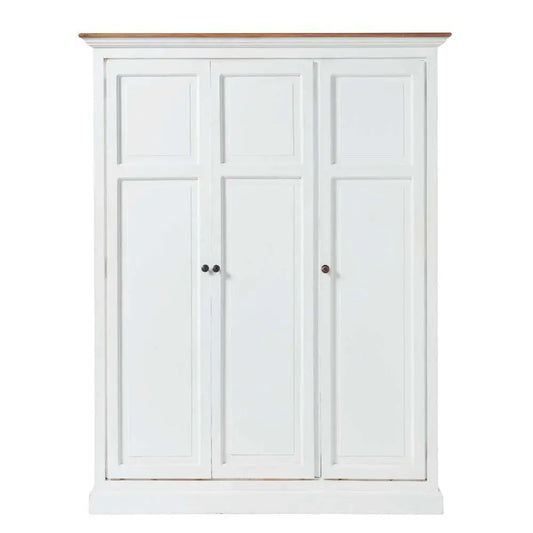 APRODZ Mango Wood Multipurpose Storage Venice Wardrobe Almirah for Living Room | Cream
