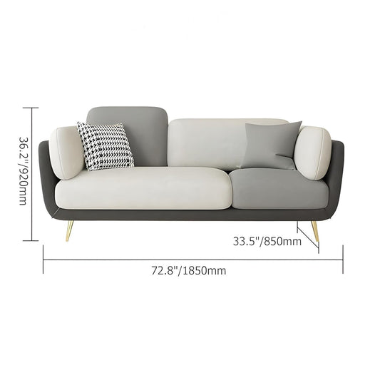 Aprodz Luxelle Modern 3-Seater Sofa – Two-Tone Grey & Beige Fabric Couch for Living Room | Minimalist Design | Removable Cushions | Metal Legs | Comfortable & Stylish Seating