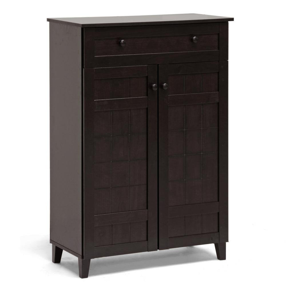 APRODZ Mango Wood Calho Shoe Cabinet for Home | Shoe Rack Organiser | Walnut Finish