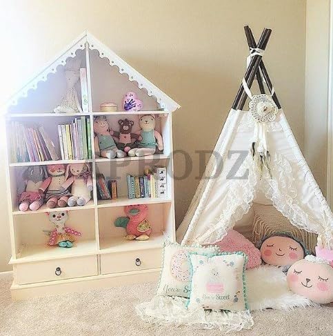 Dollhouse Bookcase Cream Finish Aprodz