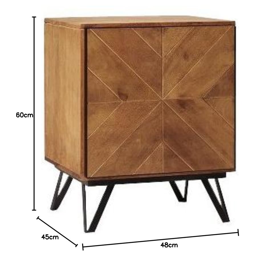 Mango Wood Two Door Bed Side Borad Storage Cabinet for Living Room | Brown Aprodz