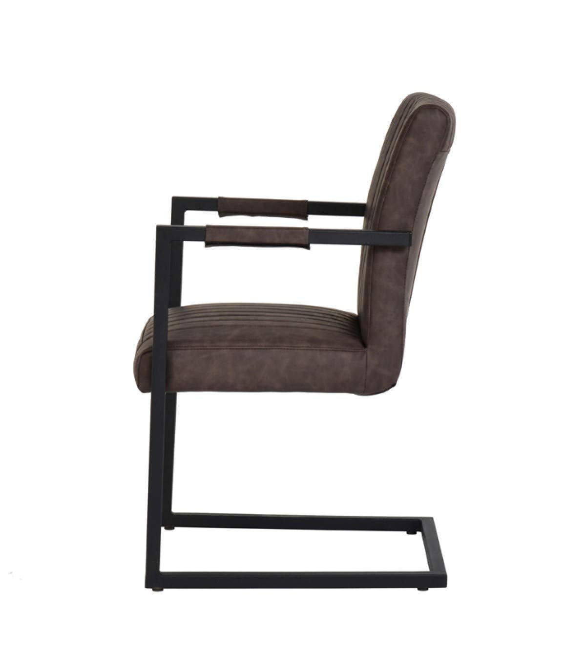 Bert Collection Modern Style Leatherette Upholstered Dining Chair with Powder Coated Metal Frame (Set of 2), Brown & Black