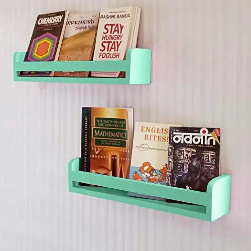 Childrens Wall Mounted Floating Shelves - 2 Set Shelf - Kid’s Room Bookshelf Display Nursery Books and Toy Storage Display Organizer