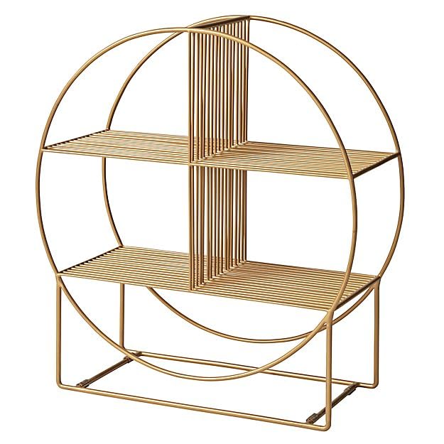 Wheelhouse Round Metal Bookcase (Gold Powdercoated Finish)
