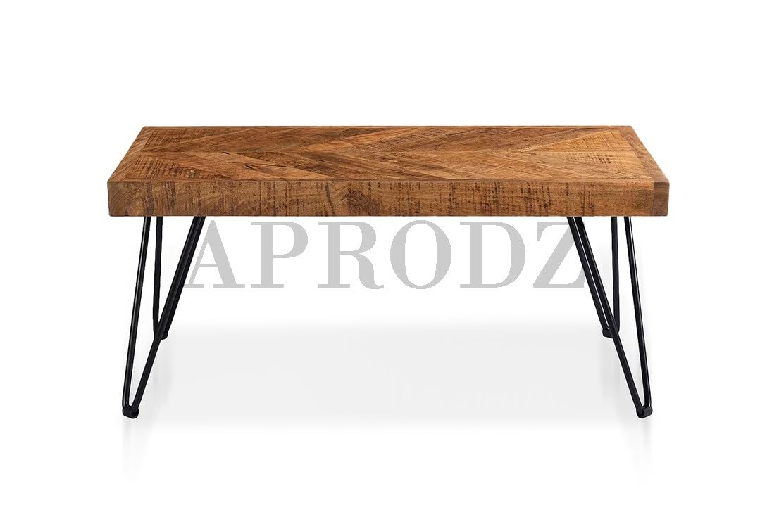 Parquetry Hairpin Leg Coffee Table - Unique Home Decor Piece