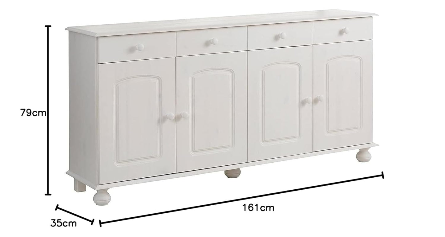 APRODZ Solid Wood Campinas Sideboard Storage Cabinet for Living Room | White