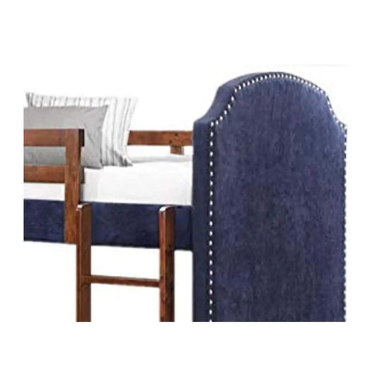 APRODZ Upholstered Twin Size Charlene Navy Blue Bunk Bed for Bedroom