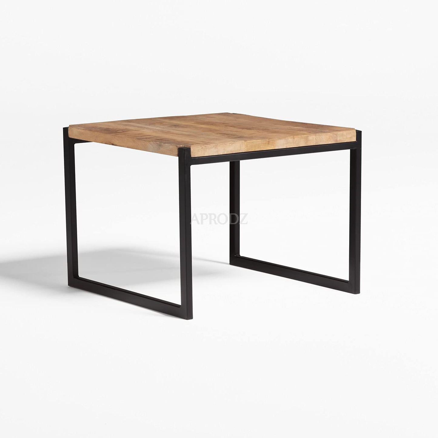 APRODZ Solid Wood and Metal Coffee Table (Mango Wood - Natural + Black Powder Coated Set of 2)