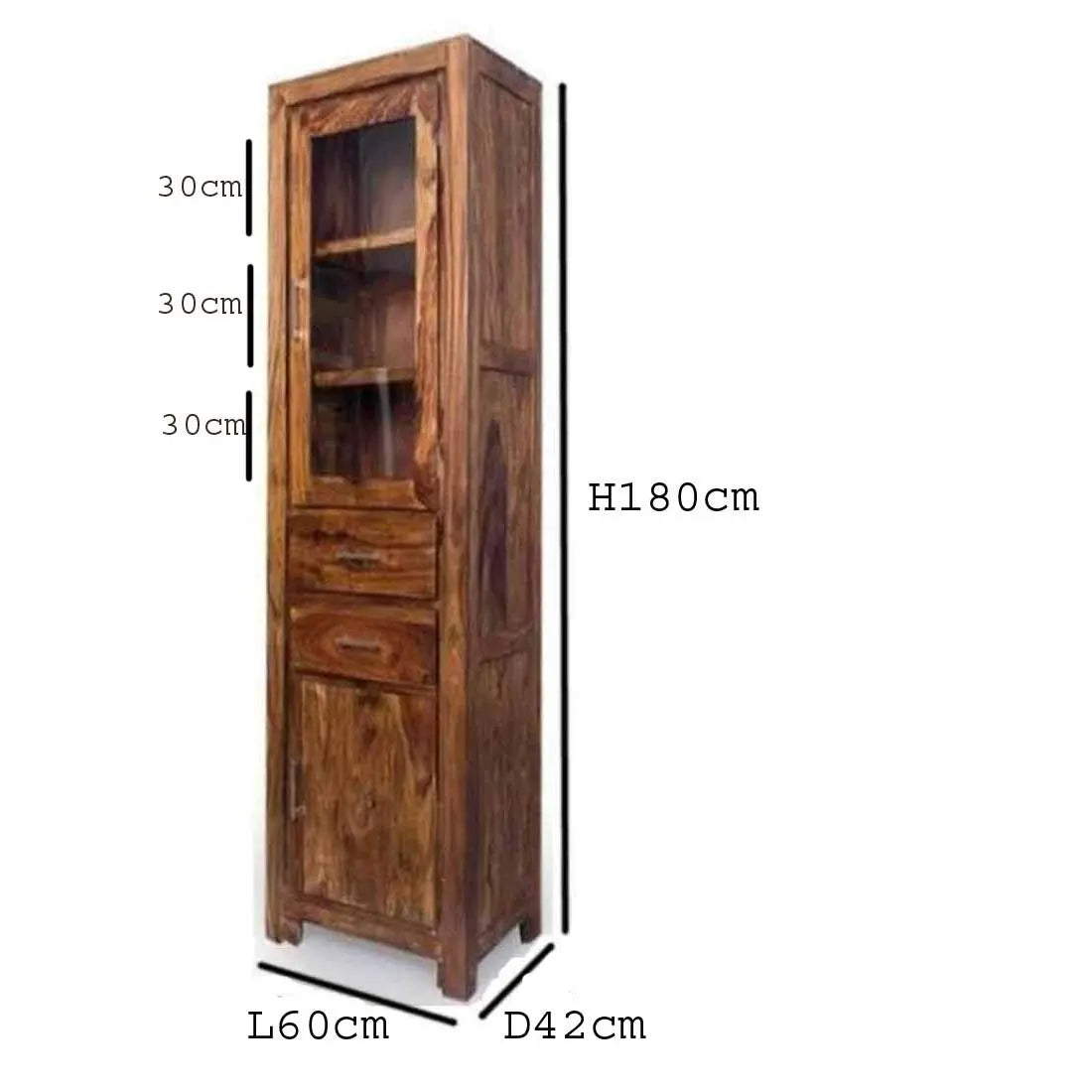 Aprodz Sheesham Wood High Wooden Cabinet, Cupboard, Sideboard, Showcase or Library Bookcase