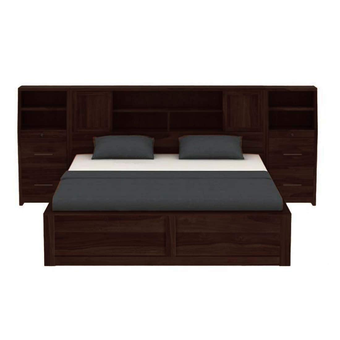 Sheesham Wood Trapez Hydraulic Bed with 2 Bedside