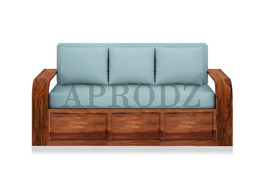 Sheesham Wood Sofa Cum Bed, 3 Seater with Storage