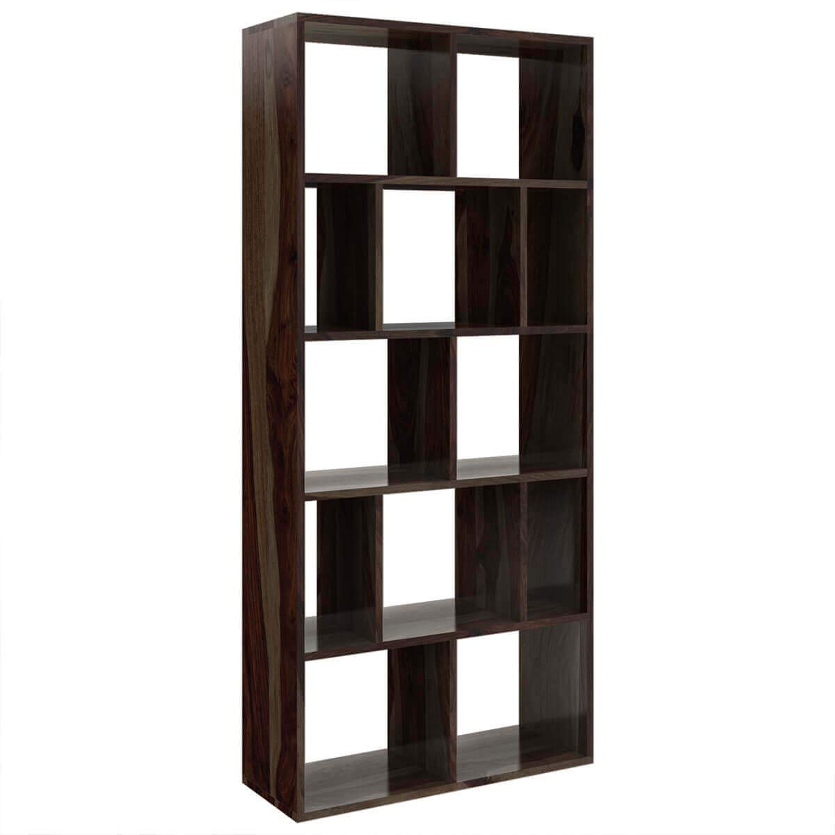 Lizzie Sheesham Wood Asymmetrical Cube Home Office Bookcase