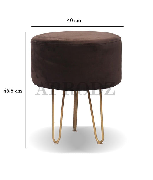 Upholstered and Steel Frame Puffy Stool Grass Green Fabric + Black Powdercoated - Set of 2