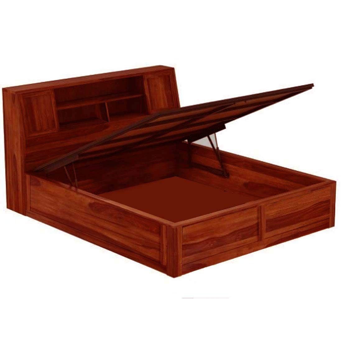 Sheesham Wood Trapez Hydraulic Bed with 2 Bedside