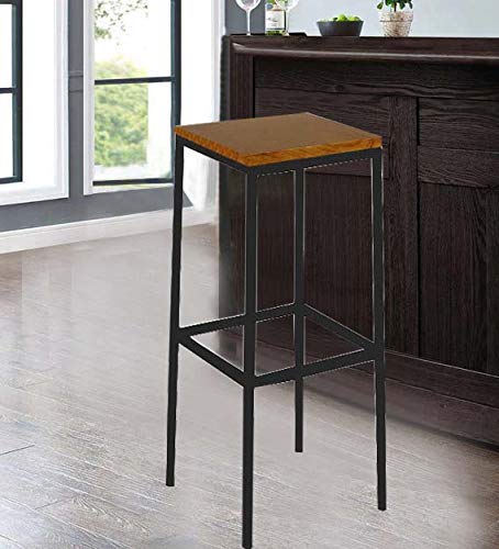 Maude Mango Wood and Metal Bar Stool (Solid Wood - Black)