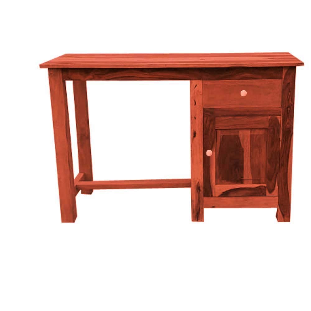 Sheesham Wood Office Desk Study Computer Table for Living Room with 1 Drawer and 1 Door
